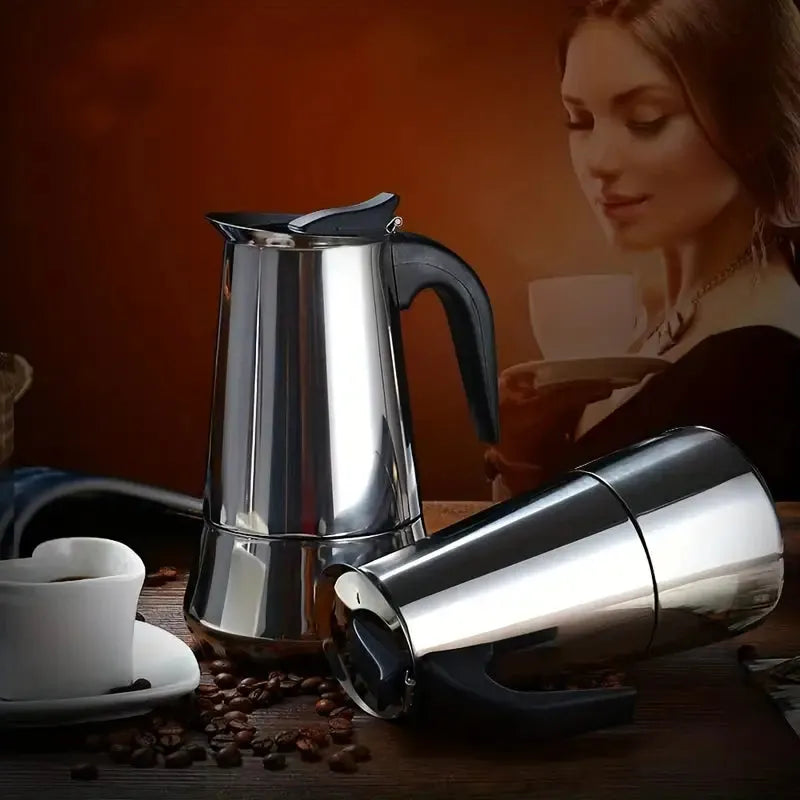 Premium Stainless Steel Moka Pot - Italian Style Espresso Maker