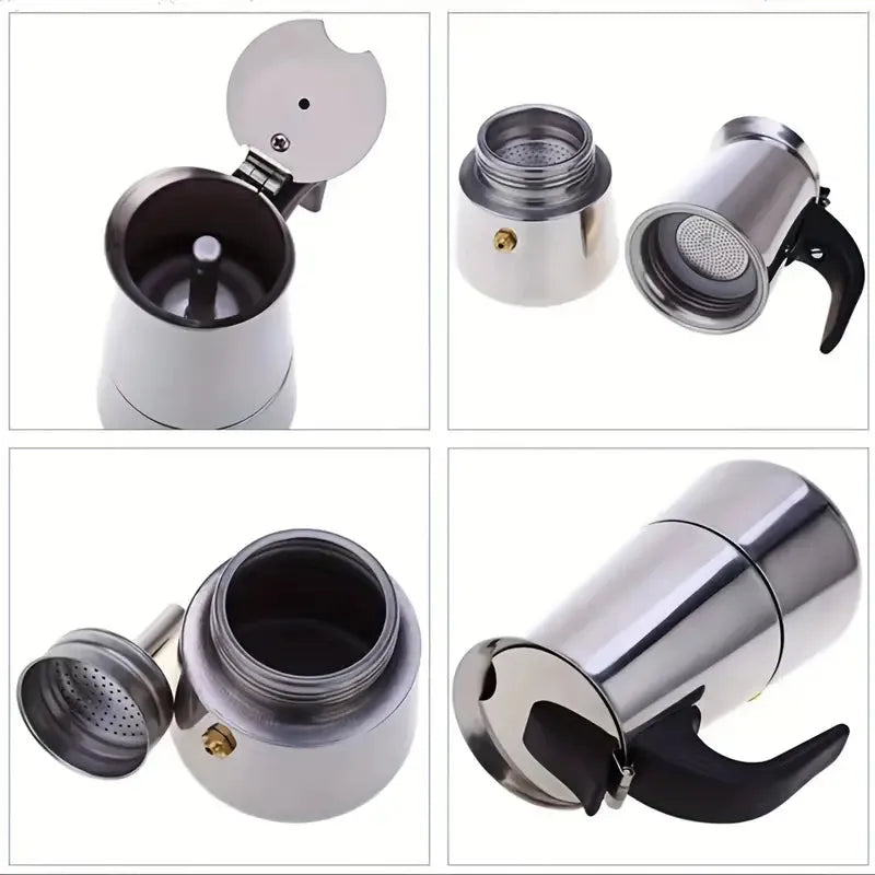 Premium Stainless Steel Moka Pot - Italian Style Espresso Maker