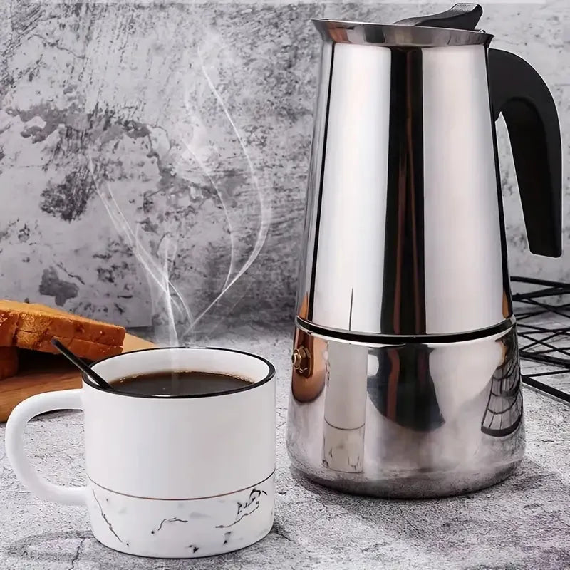 Premium Stainless Steel Moka Pot - Italian Style Espresso Maker